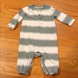 GAP Kids Green and White Striped Footie